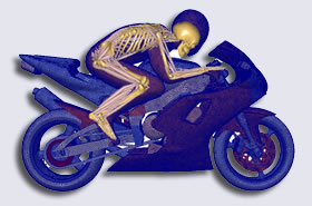モーターバイクに乗る人体姿勢